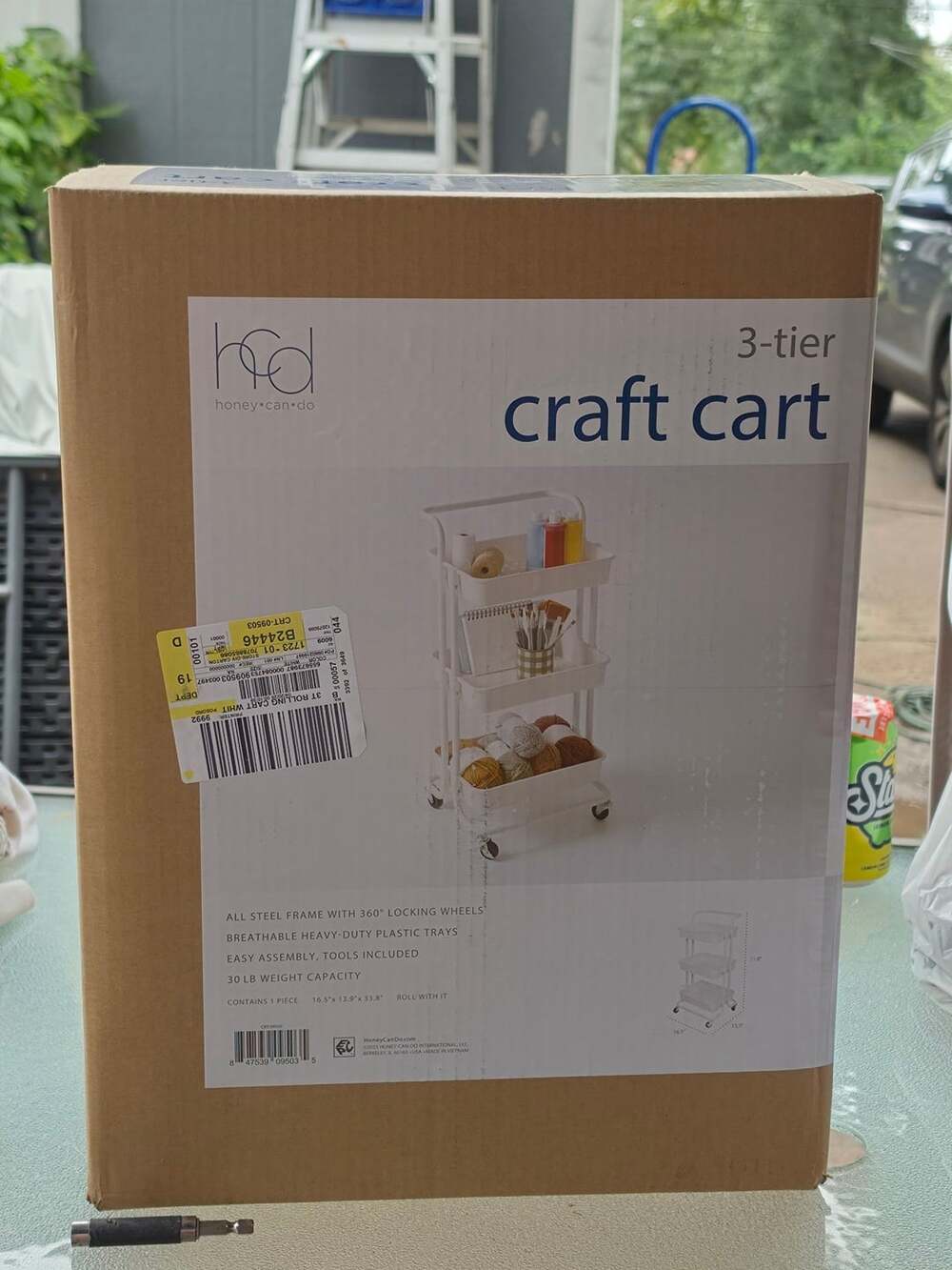 Honey-Can-Do 3-Tier Rolling Craft Cart White